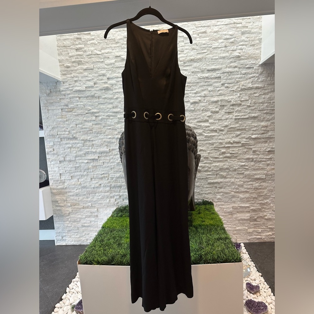 Ramy Brook Black Jumpsuit Sleeveless Gold Details wide leg size 4 - Picture 1 of 8